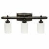 Lalia Home 3 Light Metal, White Glass Shade Vanity Wall Mounted Fixture, Rectangle Backplate, Oil Rubbed Bronze LHV-1006-OR